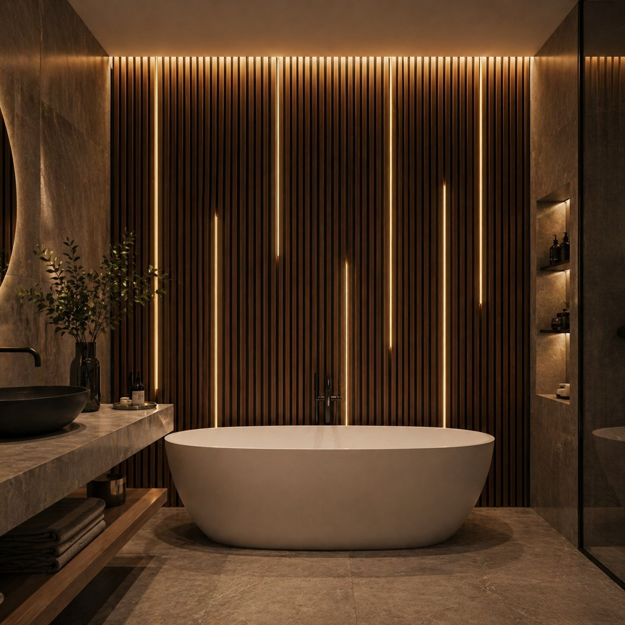 Panneau acoustique à lattes en bois – 270 × 110 cm