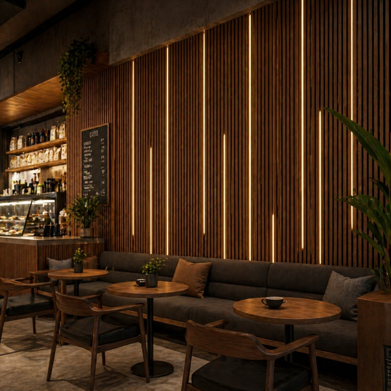 Panneau acoustique à lattes en bois – 270 × 110 cm