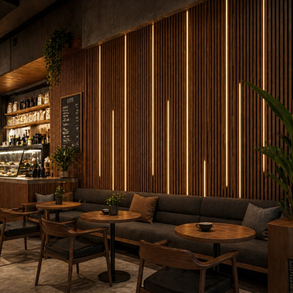 Panneau acoustique à lattes en bois – 270 × 110 cm