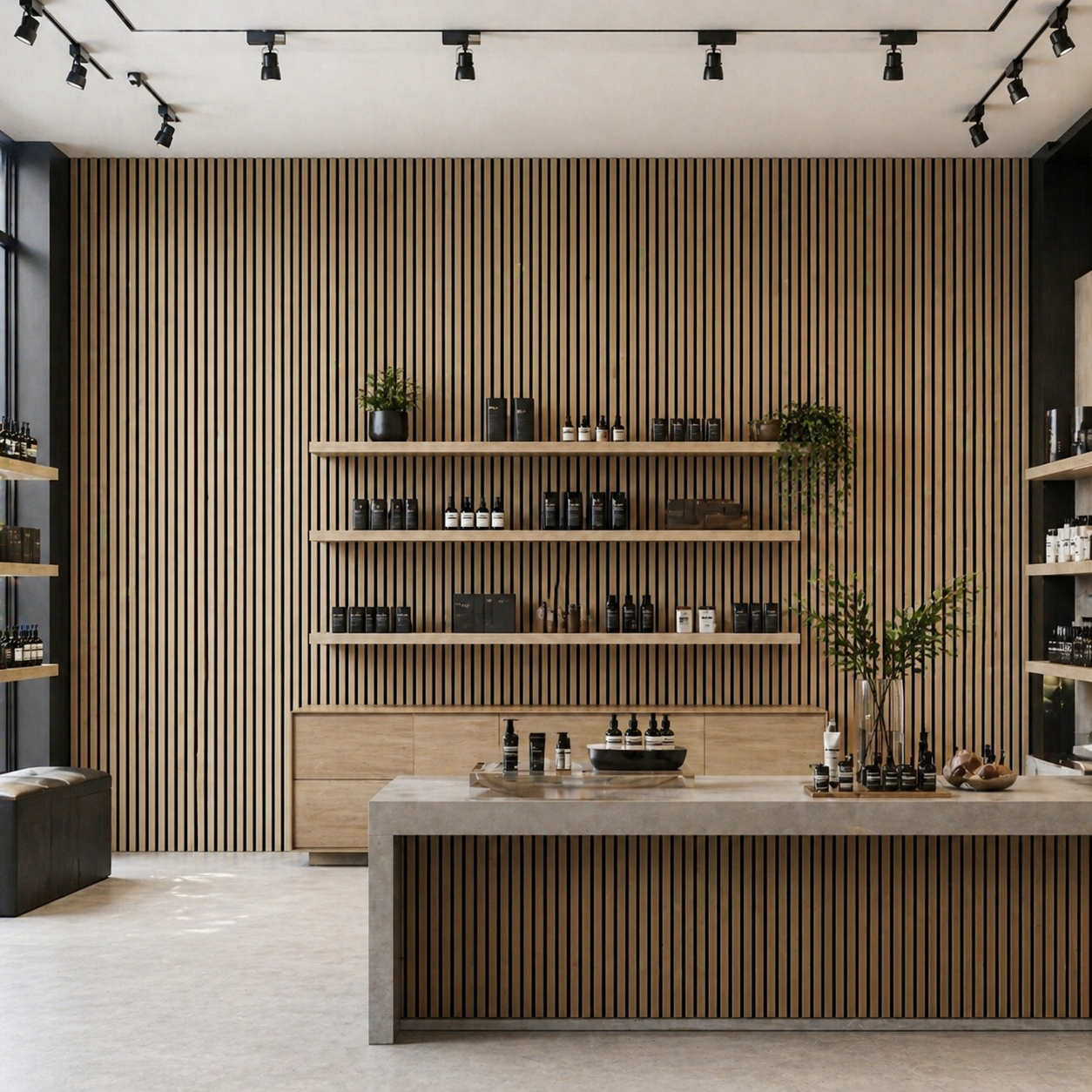 Panneau acoustique à lattes en bois – 270 × 110 cm